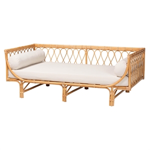 pemberly row contemporary bohemian natural brown rattan daybed