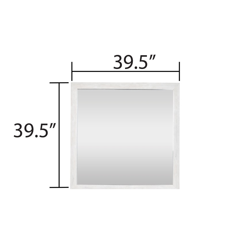 Pemberly Row Contemporary Square Mirror Made With Wood in Gray