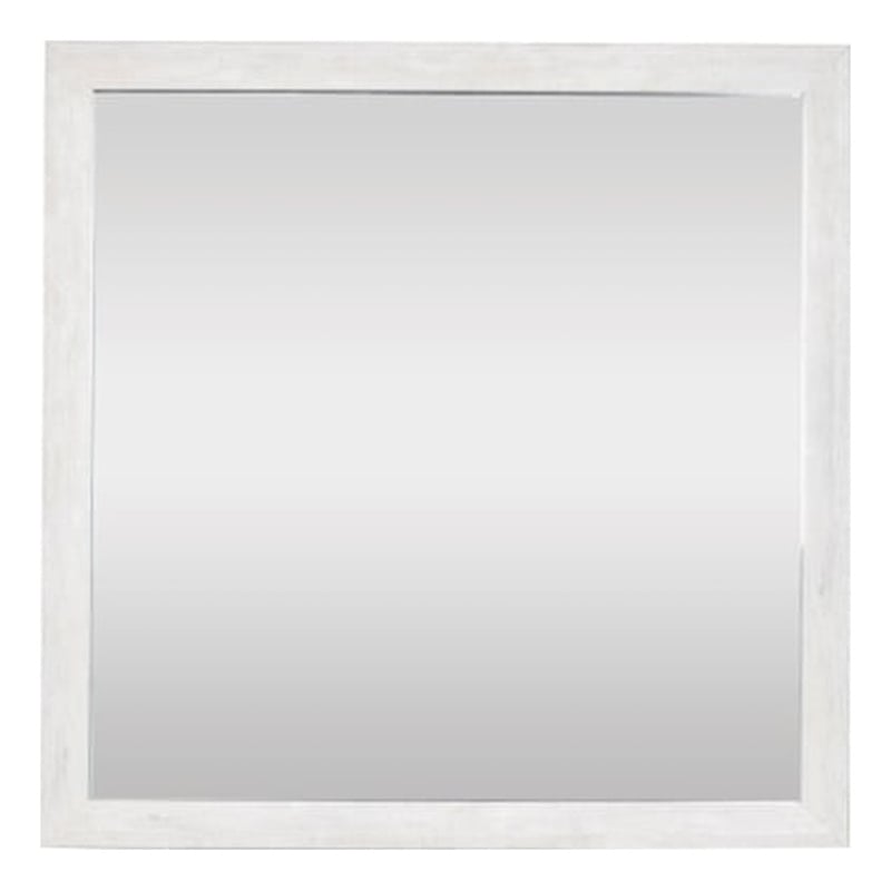 Pemberly Row Contemporary Square Mirror Made With Wood in Gray