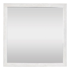 Pemberly Row Contemporary Square Mirror Made With Wood in Gray