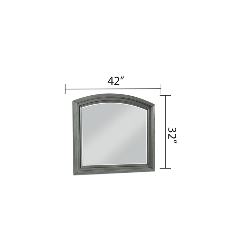 Pemberly Row Contemporary Mirror Made with Wood in Gray Finish