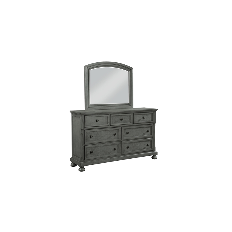 Pemberly Row Contemporary Mirror Made with Wood in Gray Finish