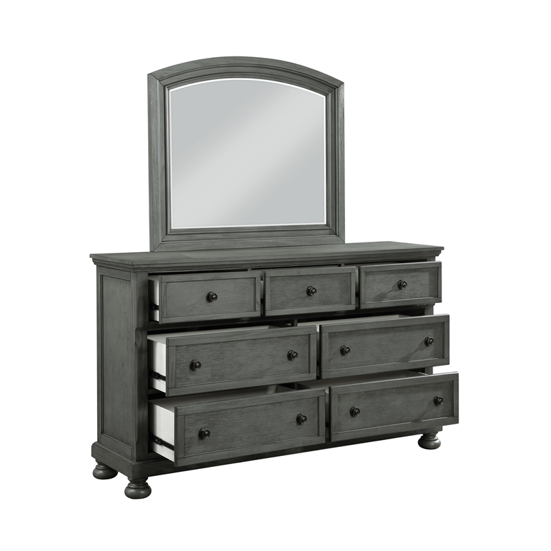 Pemberly Row Contemporary Mirror Made with Wood in Gray Finish