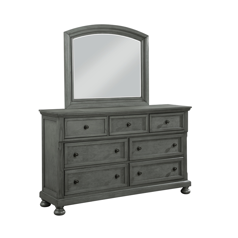 Pemberly Row Contemporary Mirror Made with Wood in Gray Finish