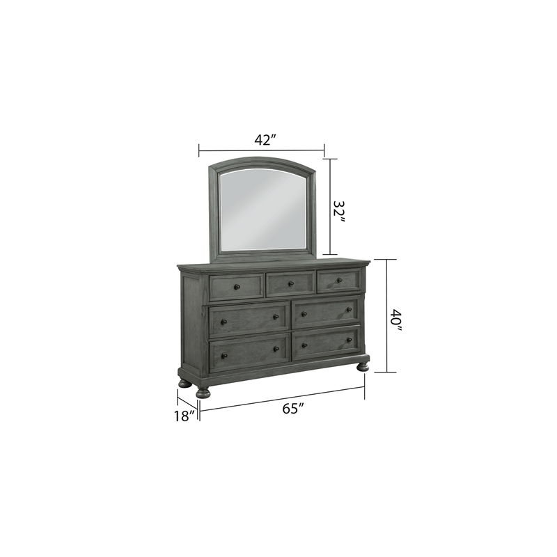 Pemberly Row Contemporary Mirror Made with Wood in Gray Finish