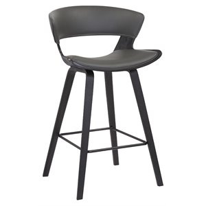 Pemberly Row Contemporary 26&quot Wood Counter Stool in Gray/Black
