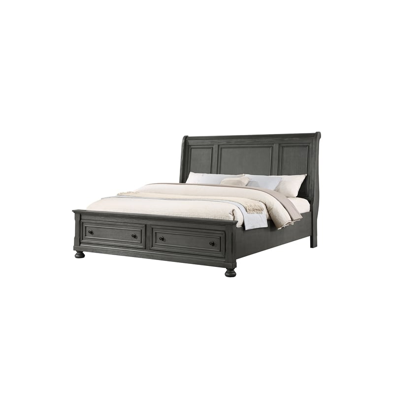 Pemberly Row Contemporary King Bed Made with Wood in Gray Finish