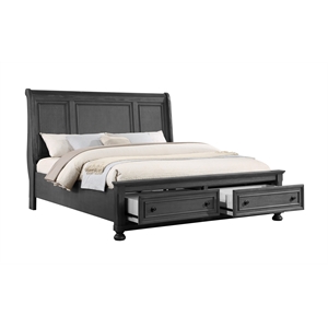 Pemberly Row Contemporary King Bed Made with Wood in Gray Finish
