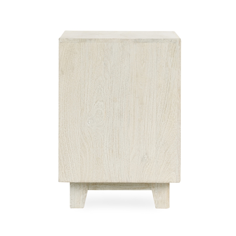 Pemberly Row Contemporary 1-Drawer Mango Wood Nightstand in Sand