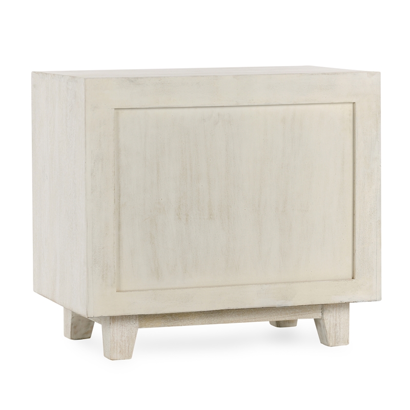 Pemberly Row Contemporary 1-Drawer Mango Wood Nightstand in Sand
