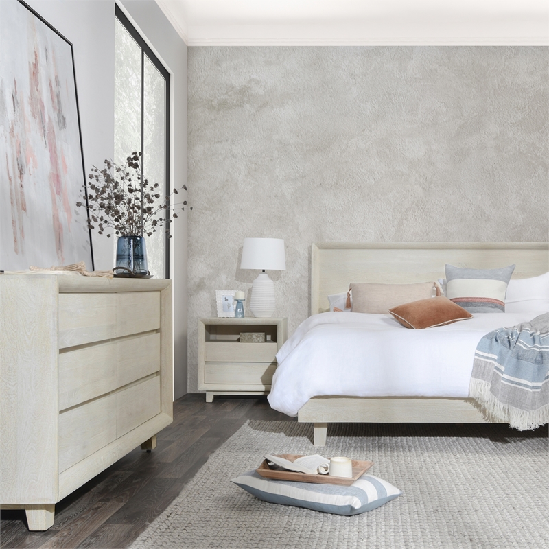 Pemberly Row Contemporary 2-Drawer Mango Wood Nightstand in Sand