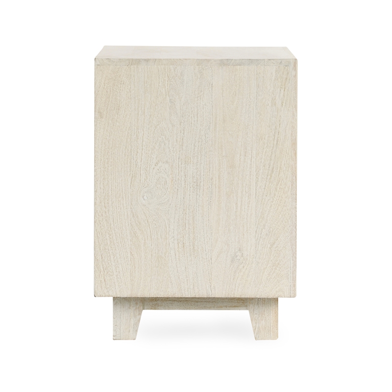 Pemberly Row Contemporary 2-Drawer Mango Wood Nightstand in Sand