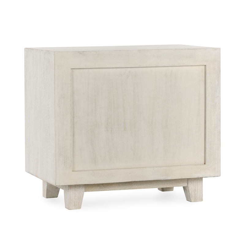 Pemberly Row Contemporary 2-Drawer Mango Wood Nightstand in Sand