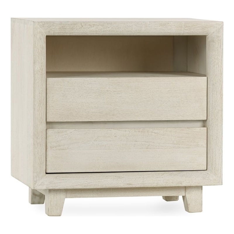 Pemberly Row Contemporary 2-Drawer Mango Wood Nightstand in Sand