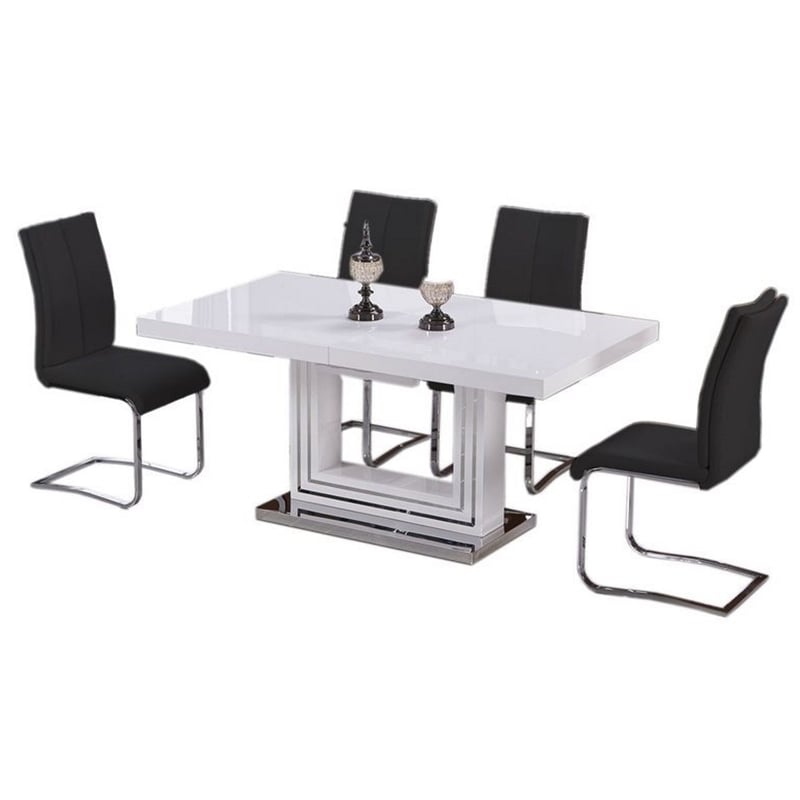 Pemberly Row Contemporary 5-piece Solid Wood Dining Set in Black