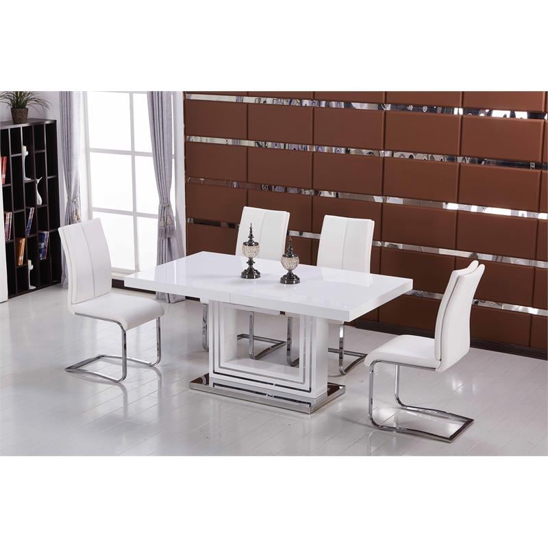 Pemberly Row Contemporary 5-piece Solid Wood Dining Set in White
