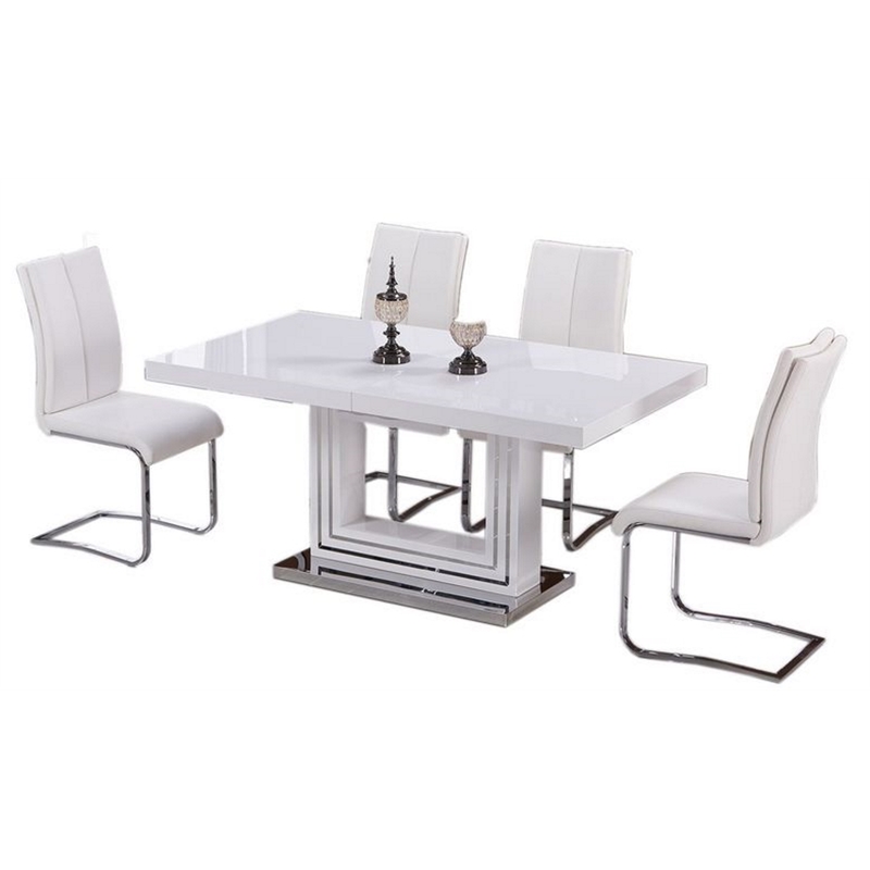 Pemberly Row Contemporary 5-piece Solid Wood Dining Set in White