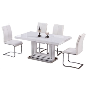 Pemberly Row Contemporary 5-piece Solid Wood Dining Set in White