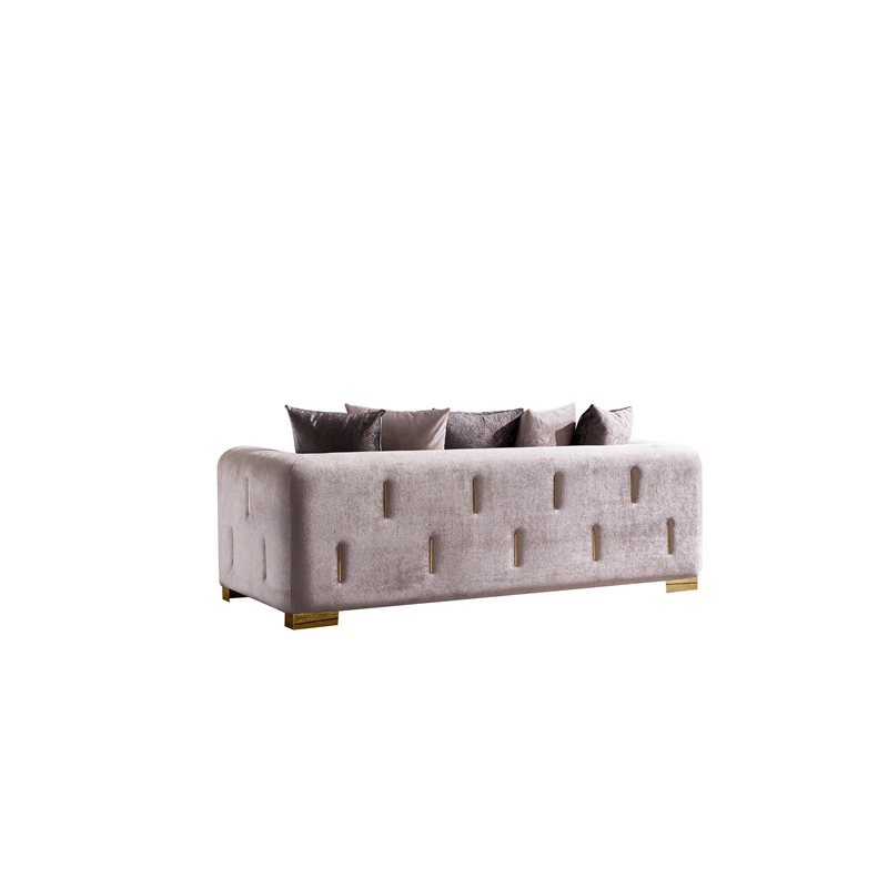 Pemberly Row Modern Velvet Fabric Sofa Made With Wood in Beige
