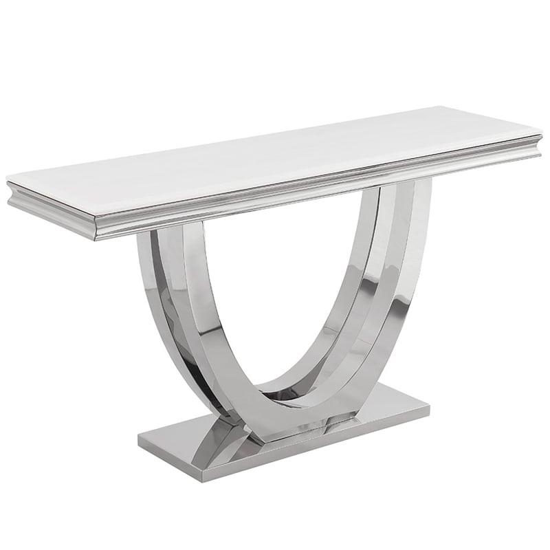 Pemberly Row Modern Silver Rectangle Faux Marble Console Table