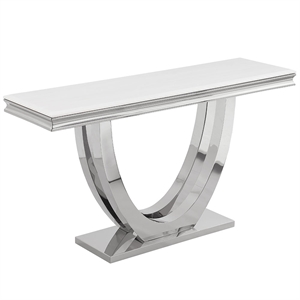Pemberly Row Modern Silver Rectangle Faux Marble Console Table