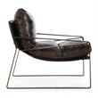 Pemberly Row Modern Brown Leather Accent Chair with Iron Frame