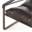 Pemberly Row Modern Brown Leather Accent Chair with Iron Frame