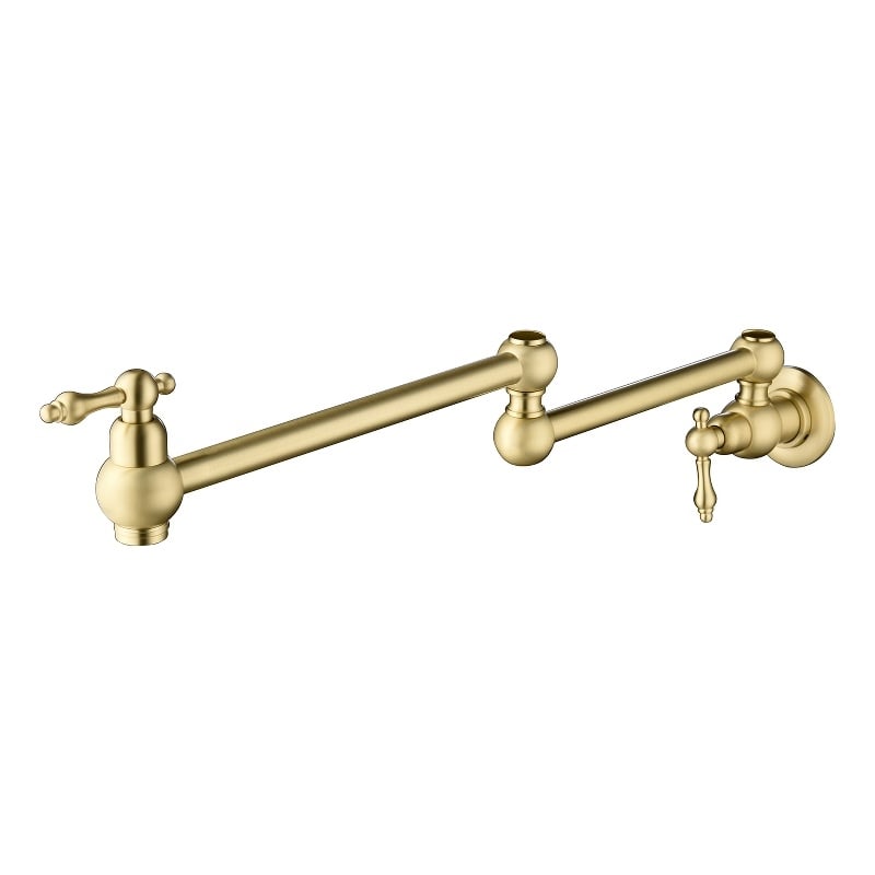 Pemberly Row Modern Pot Filler Faucet Brass Wall Mount in Gold