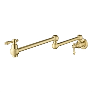 Pemberly Row Modern Pot Filler Faucet Brass Wall Mount in Gold