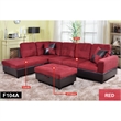 Pemberly Row Microfiber Faux Leather Sofa Set in Red Raspberry