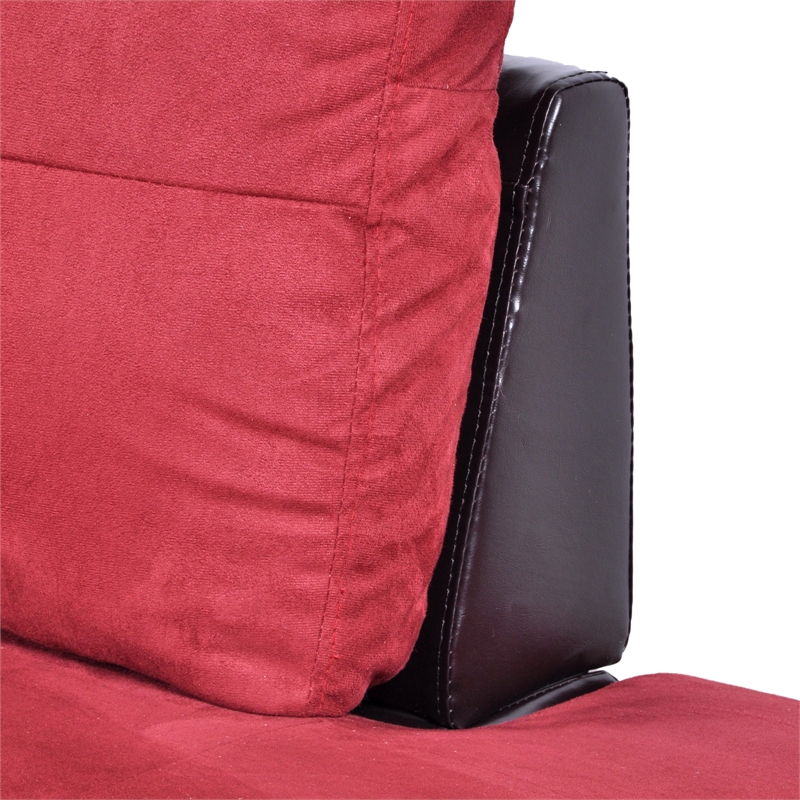 Pemberly Row Microfiber Faux Leather Sofa Set in Red Raspberry