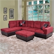 Pemberly Row Microfiber Faux Leather Sofa Set in Red Raspberry