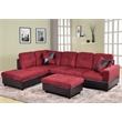 Pemberly Row Microfiber Faux Leather Sofa Set in Red Raspberry