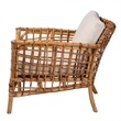 Pemberly Row Modern Bohemian Rattan Arm Chair in Natural Brown