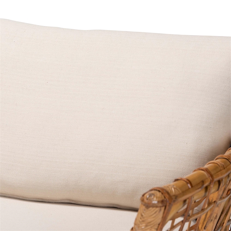 Pemberly Row Modern Bohemian Rattan Arm Chair in Natural Brown
