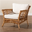 Pemberly Row Modern Bohemian Rattan Arm Chair in Natural Brown