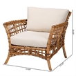 Pemberly Row Modern Bohemian Rattan Arm Chair in Natural Brown