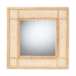 Pemberly Row Square Rattan Accent Wall Mirror in Natural Brown