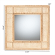 Pemberly Row Square Rattan Accent Wall Mirror in Natural Brown