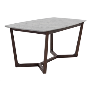 Pemberly Row 70.5&quot Wood & Faux Marble Dining Table in Gray/Brown