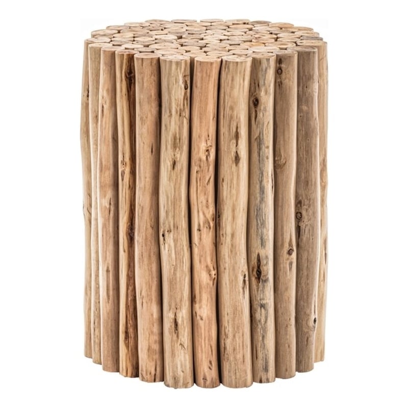 Pemberly Row Contemporary Jungle Wood End Table in Natural Color