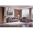 Pemberly Row Thick Velvet Fabric Loveseat Made With Wood in Gray
