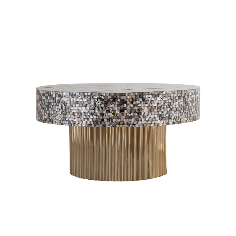 Pemberly Row Modern Coffee Table of Stainless Steel in Gold Color
