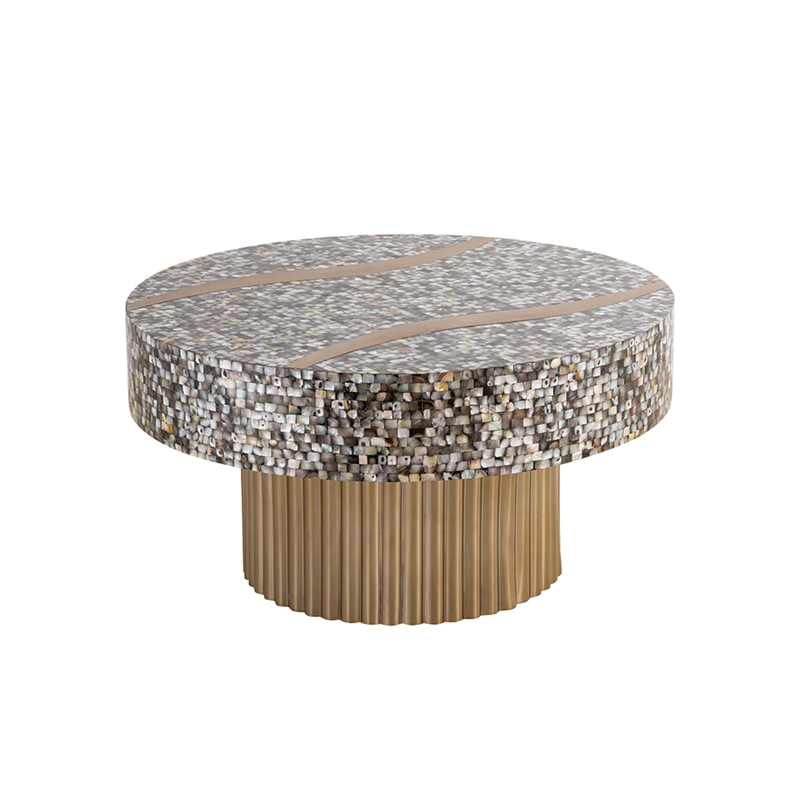 Pemberly Row Modern Coffee Table of Stainless Steel in Gold Color