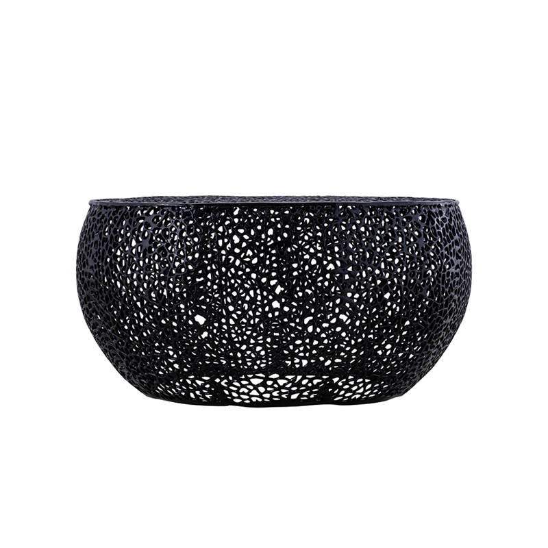 Pemberly Row Round Coffee Table Made with Aluminum in Black Color