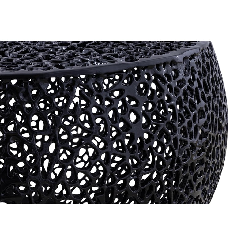 Pemberly Row Round Coffee Table Made with Aluminum in Black Color