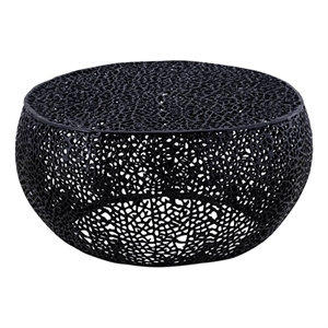 Pemberly Row Round Coffee Table Made with Aluminum in Black Color