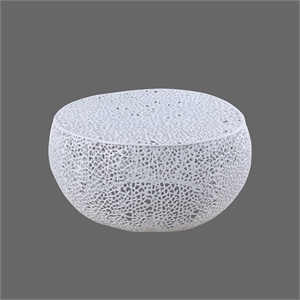 Pemberly Row Round Coffee Table Made with Aluminum in White Color