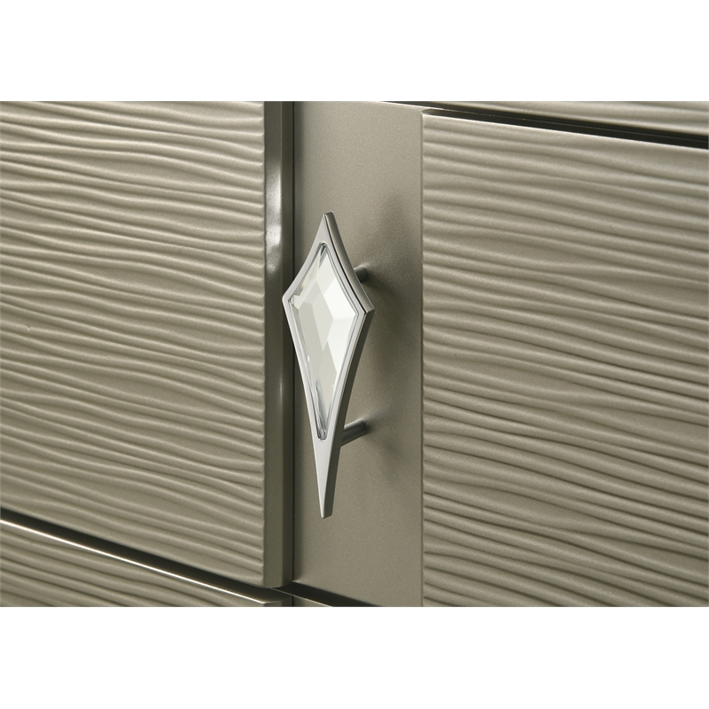 Pemberly Row Modern King 4PC Bedroom Set Made with Wood in Silver