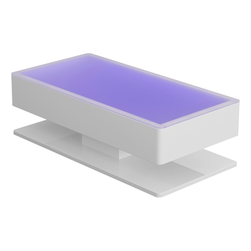 Pemberly Row Coffee Table with LED Lights Made with Wood in White